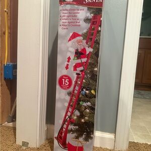 Animated Santa Climbing Ladder with LED Lights